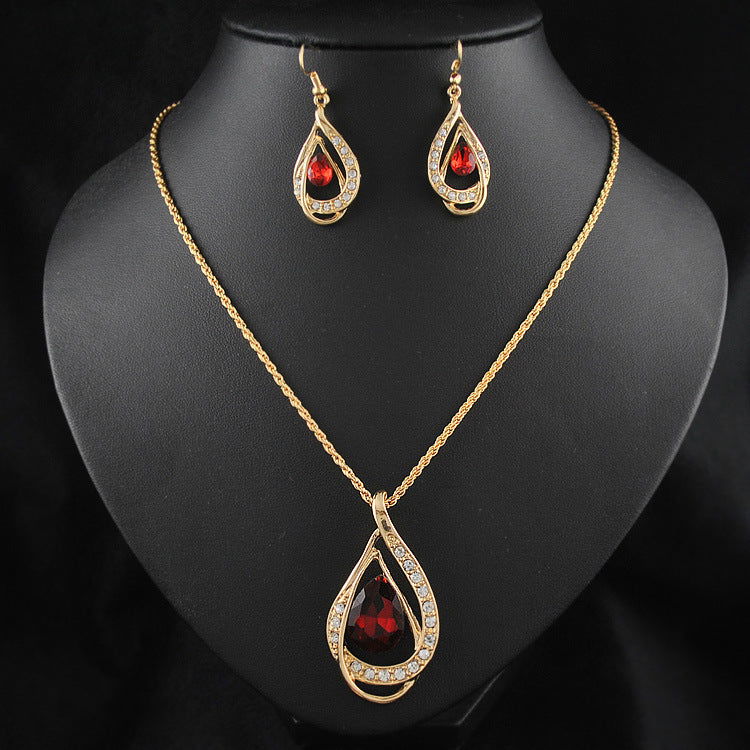 Double Drop Crystal Set Necklace Earrings - Fresh Fashion Finds -  - #tag1#