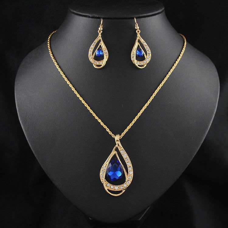 Double Drop Crystal Set Necklace Earrings - Fresh Fashion Finds -  - #tag1#