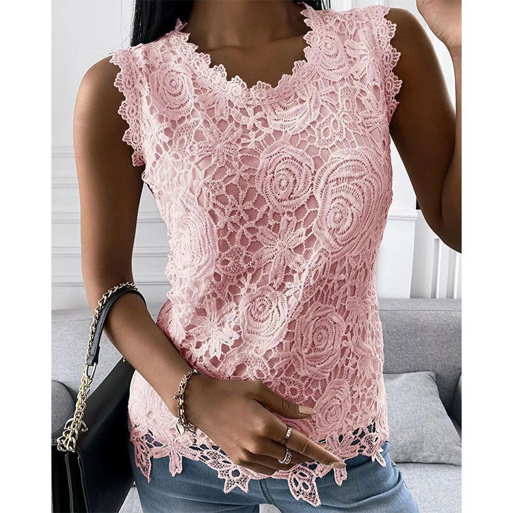 Flowers Lace Vest Women Summer Tops S-5XL - Fresh Fashion Finds -  - #tag1#