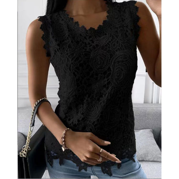 Flowers Lace Vest Women Summer Tops S-5XL - Fresh Fashion Finds -  - #tag1#