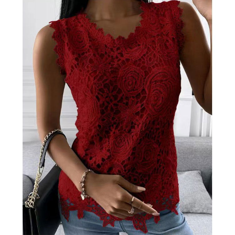 Flowers Lace Vest Women Summer Tops S-5XL - Fresh Fashion Finds -  - #tag1#