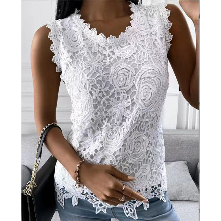 Flowers Lace Vest Women Summer Tops S-5XL - Fresh Fashion Finds -  - #tag1#