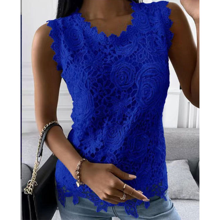 Flowers Lace Vest Women Summer Tops S-5XL - Fresh Fashion Finds -  - #tag1#