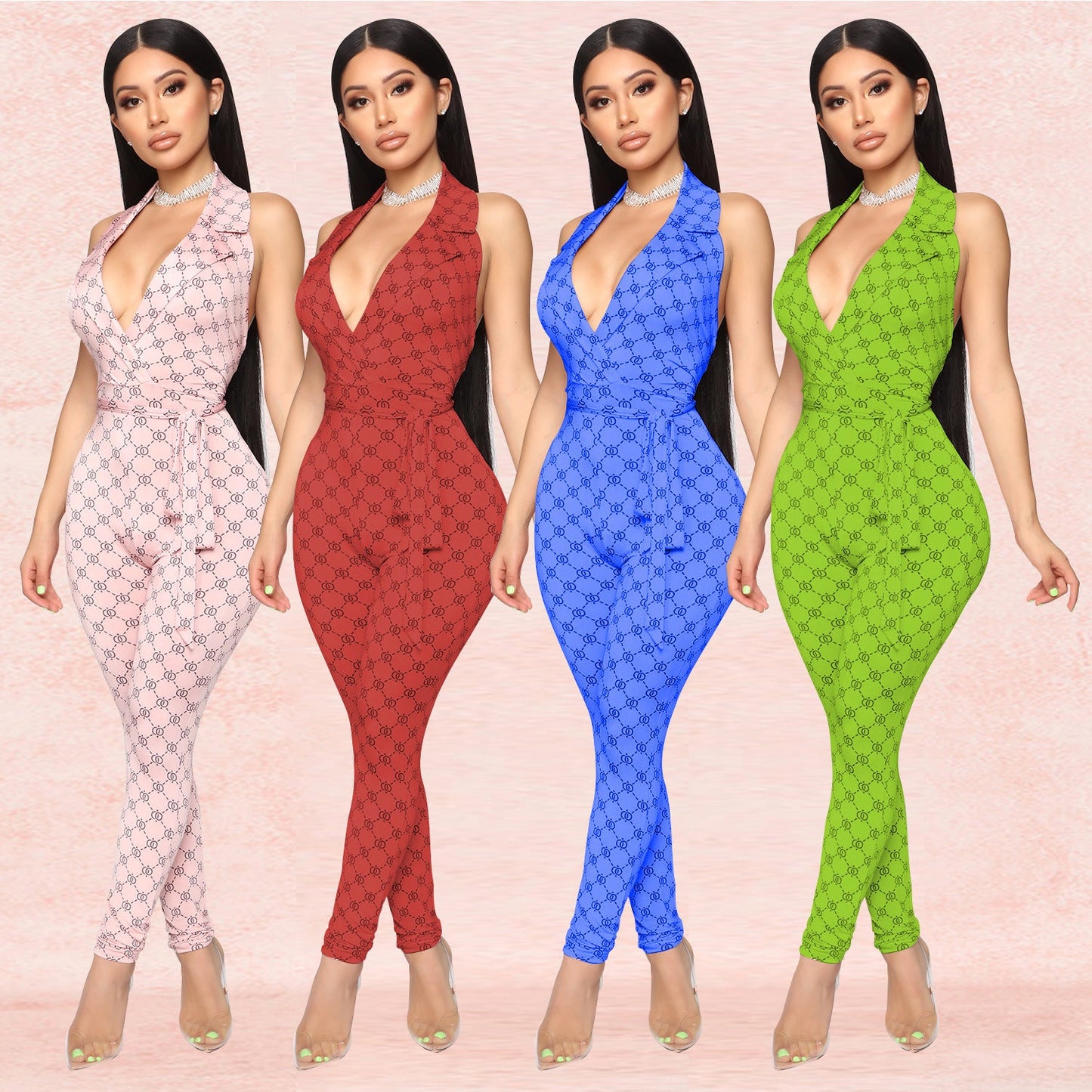 Printed sexy halter jumpsuit women - Fresh Fashion Finds -  - #tag1#