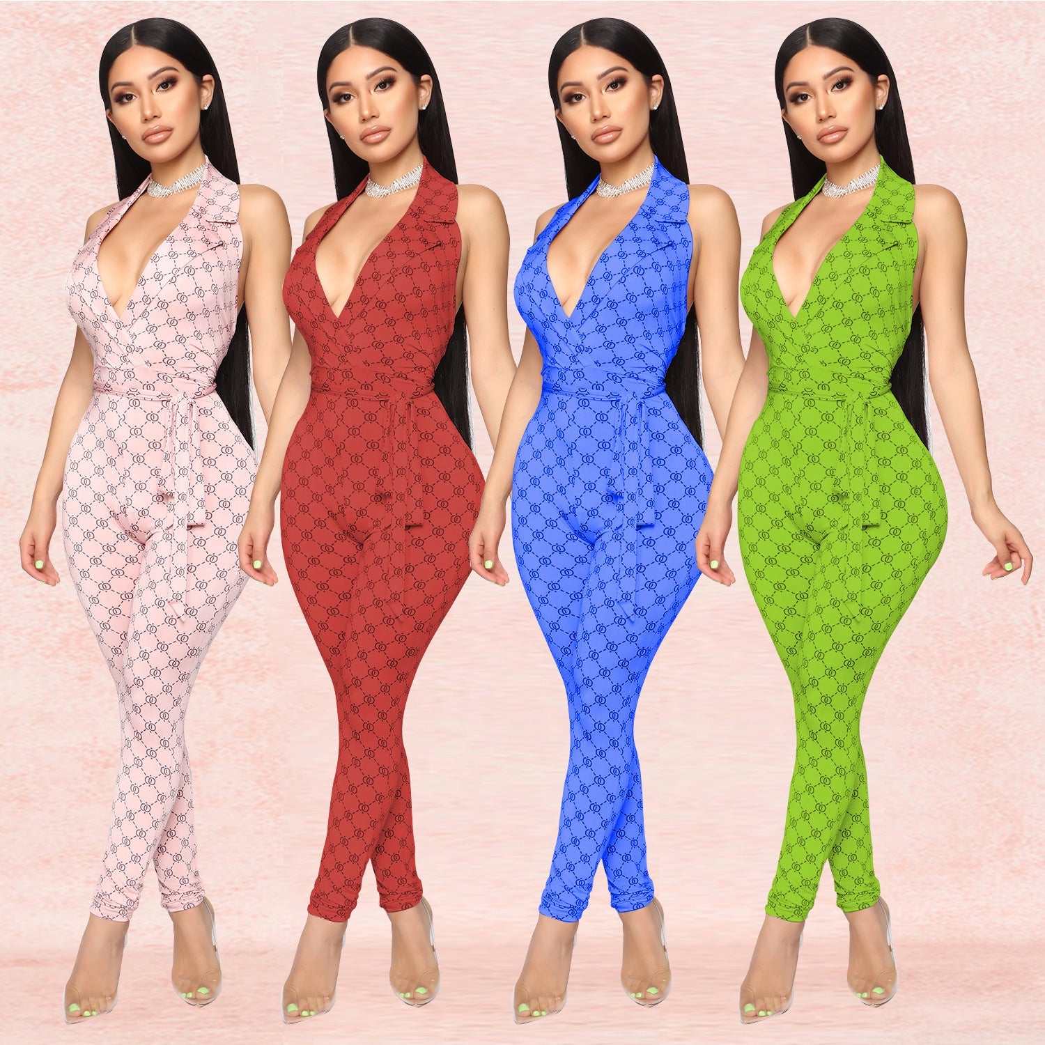 Printed sexy halter jumpsuit women - Fresh Fashion Finds -  - #tag1#