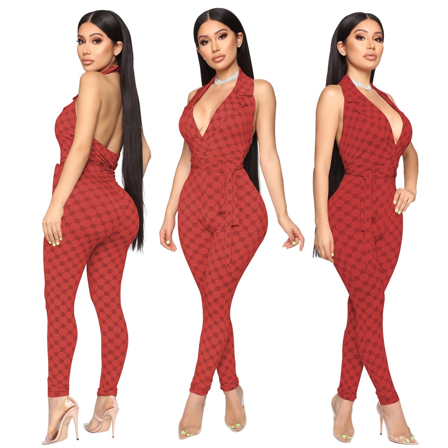 Printed sexy halter jumpsuit women - Fresh Fashion Finds -  - #tag1#