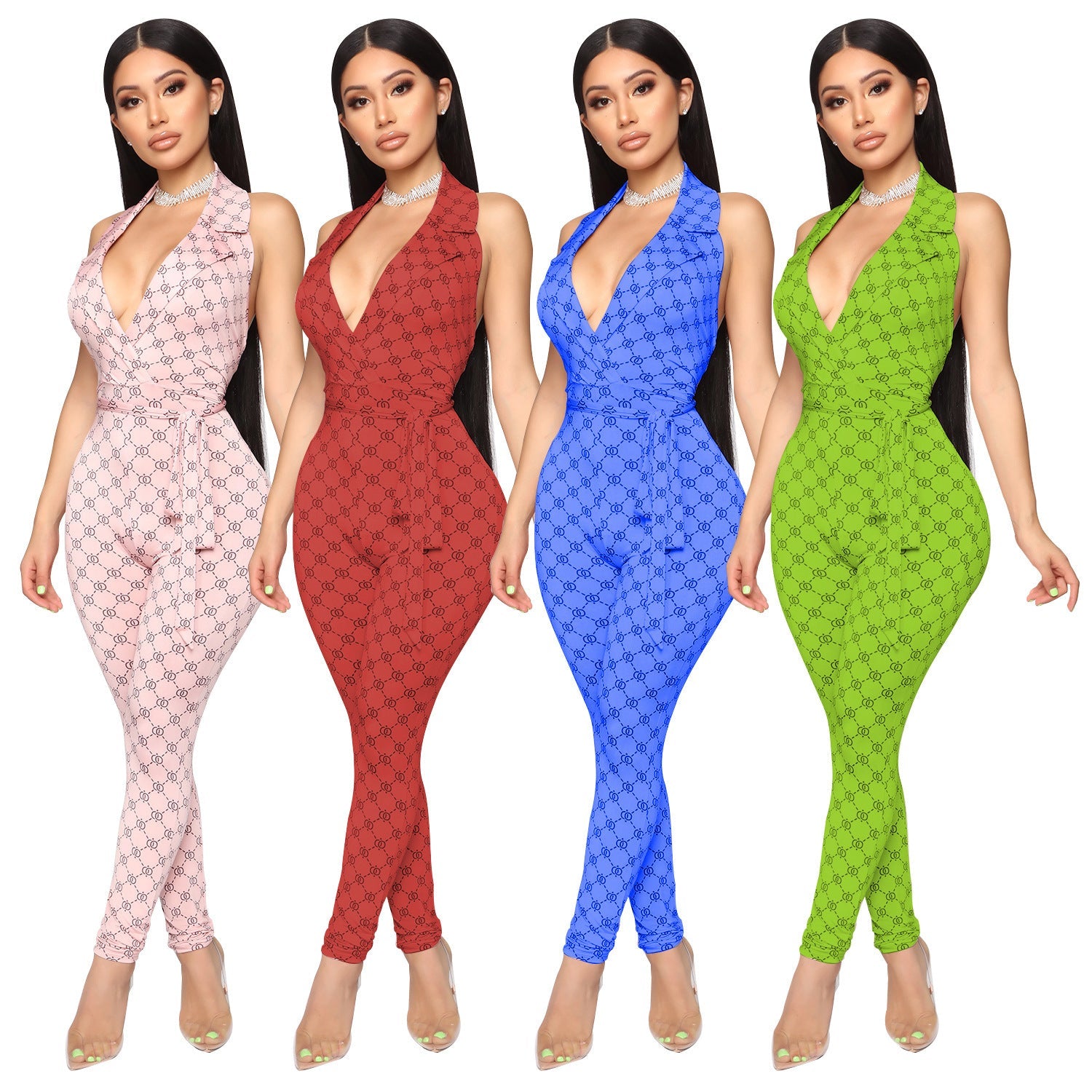 Printed sexy halter jumpsuit women - Fresh Fashion Finds -  - #tag1#